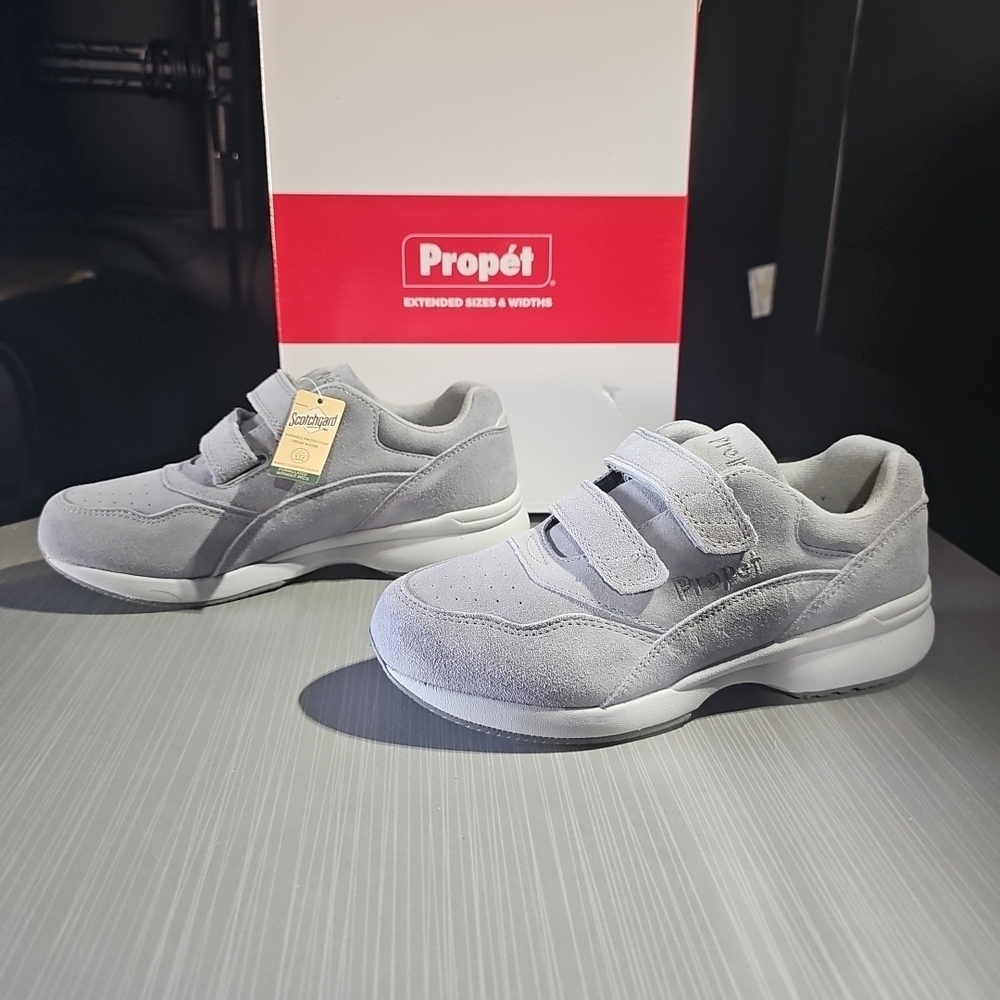 Propet Tour Walker Strap In Gray Suede Leather Walking Sneakers Women's 6.5M NEW
